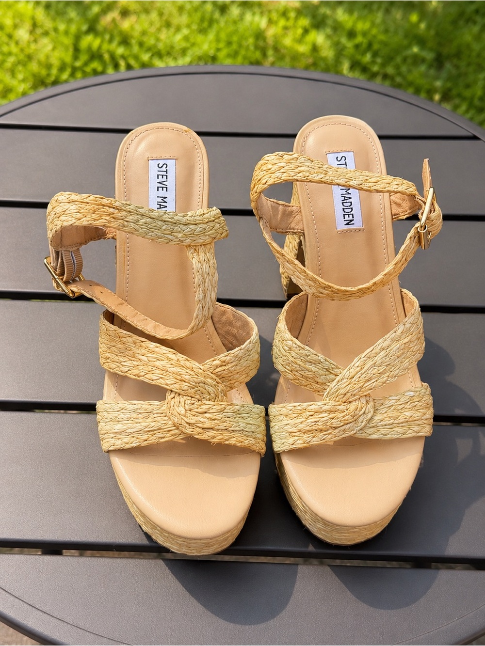 ✨ Steve Madden Raffia Platform Block Heels | Women’s Size 8.5